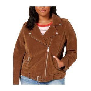 Brown Corduroy Moto Jacket With Belted Hem & Zip Pockets Size 2XL Womens